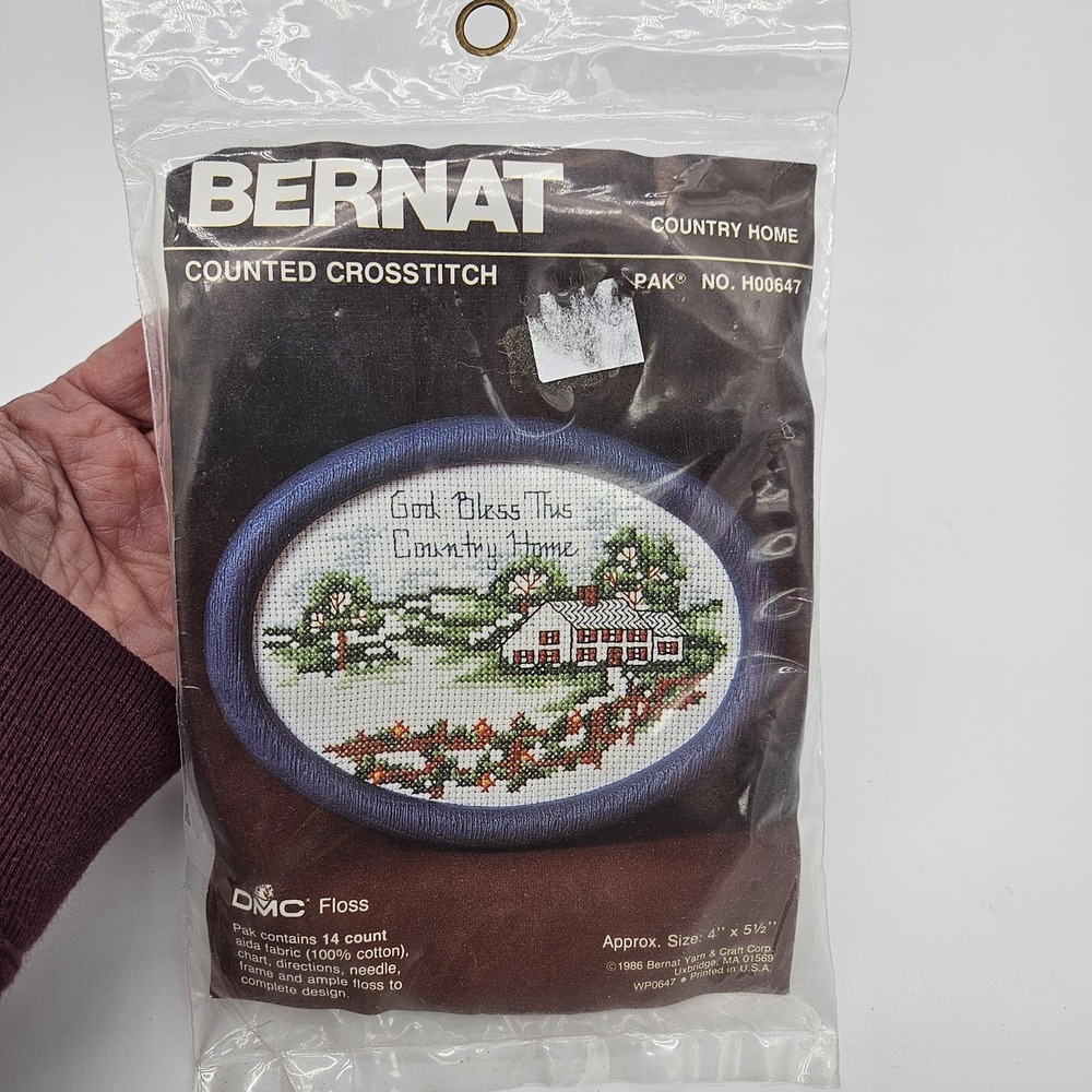 Vtg 1986 Bernat Counted Cross-stitch Country Home #H00647 New Sealed